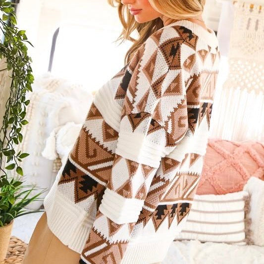 Aztec Pattern Sweater Top