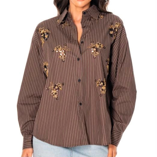 Brown Sequin Blouse