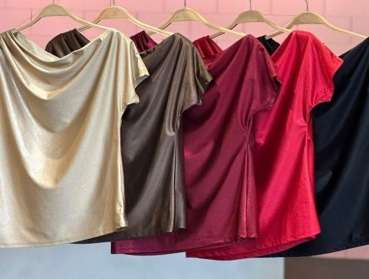 Off-Shoulder Metallic Top