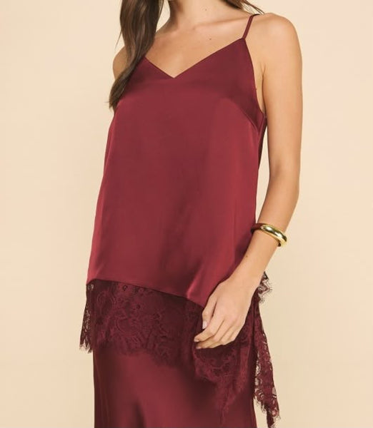 Satin Lace Asymmetrical Top
