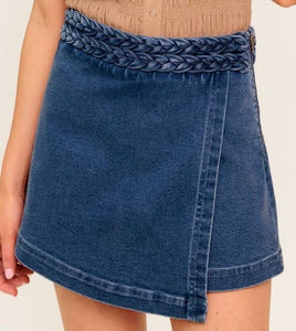 Braided Denim Skort