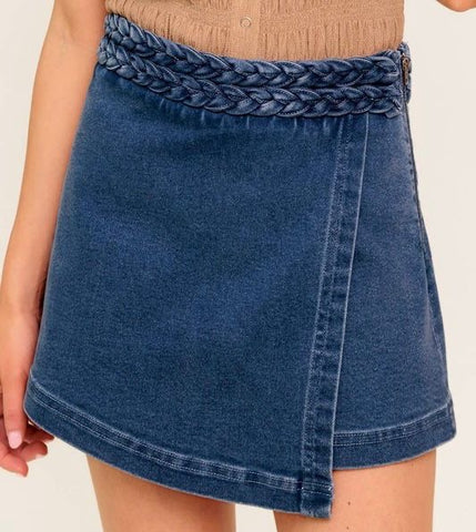 Braided Denim Skort