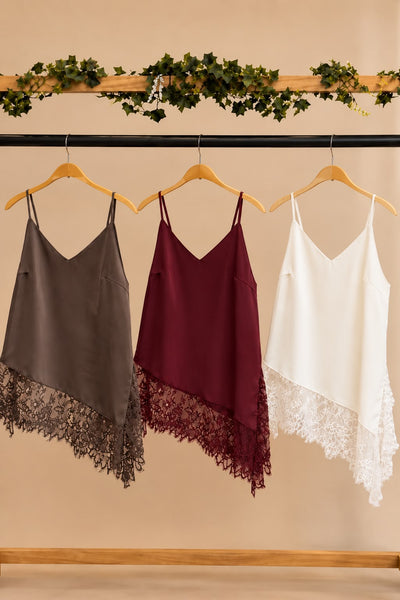 Satin Lace Asymmetrical Top
