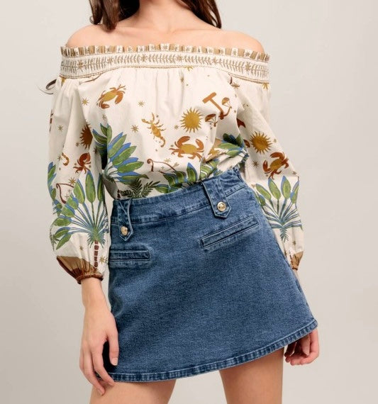 Off Shoulder Print Top