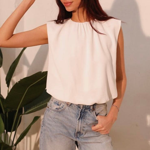 Crepe Ruched Bubble Top
