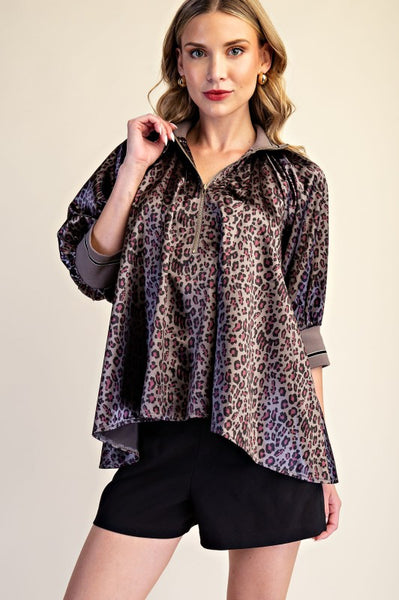 Leopard Zipper Top
