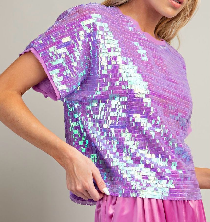 Contrast sequin chiffon top