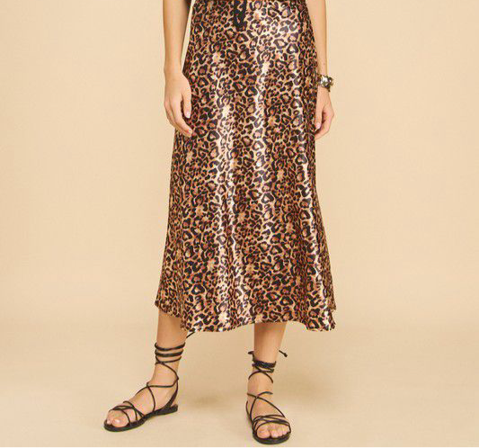 Animal Print Silk Skirt