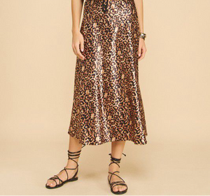 Animal Print Silk Skirt