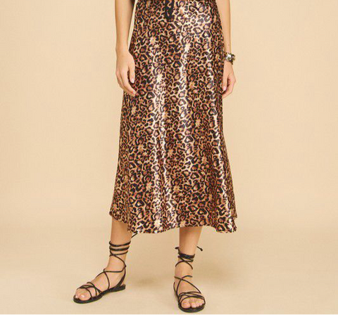 Animal Print Silk Skirt