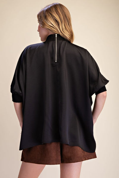 Black Zipper Mock Neck