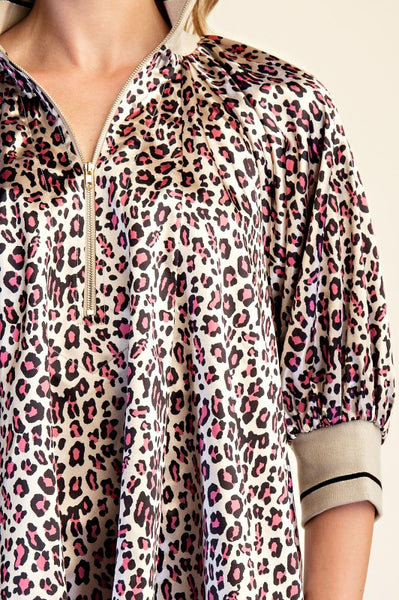 Leopard Zipper Top