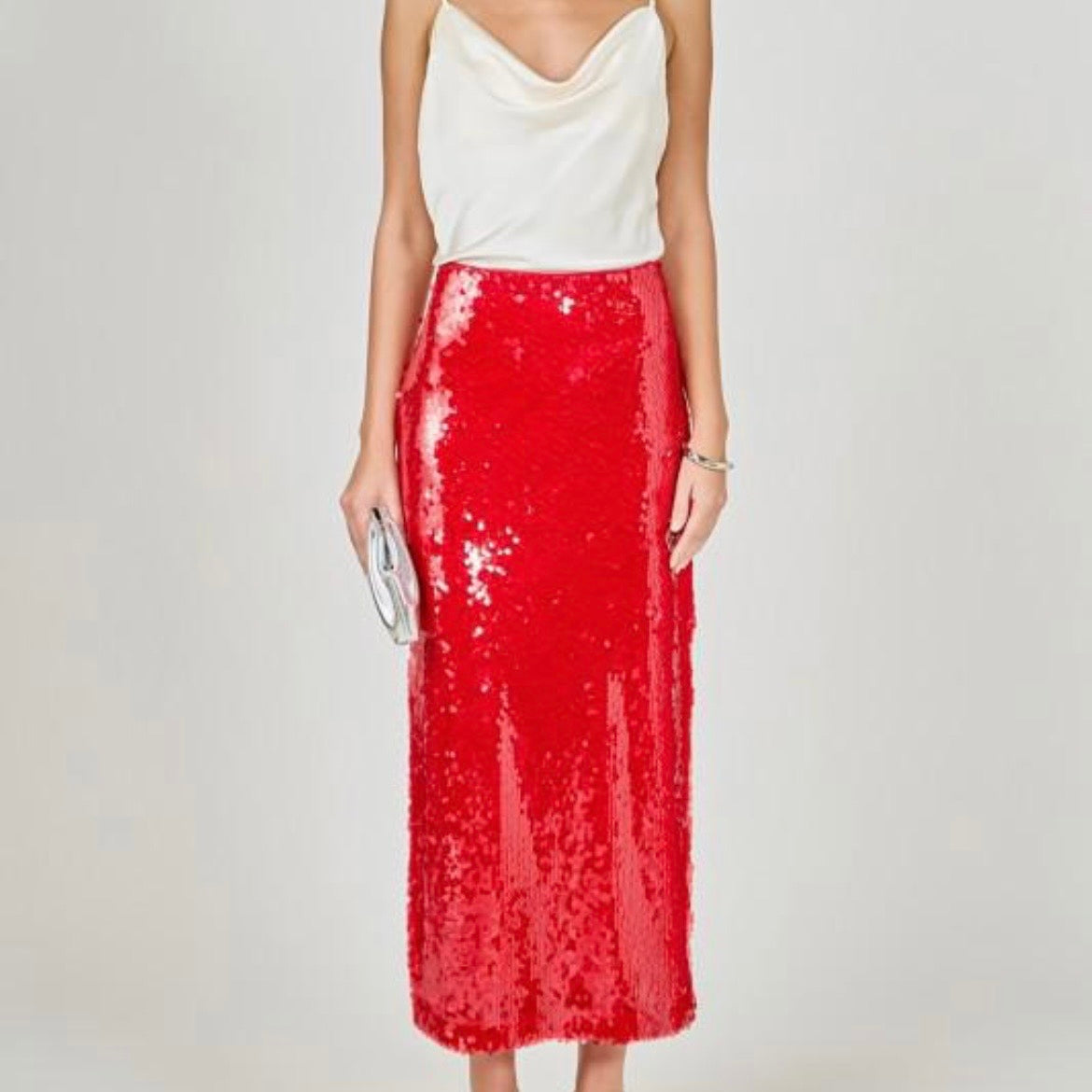 Red Sequin Skirt w/ Slit
