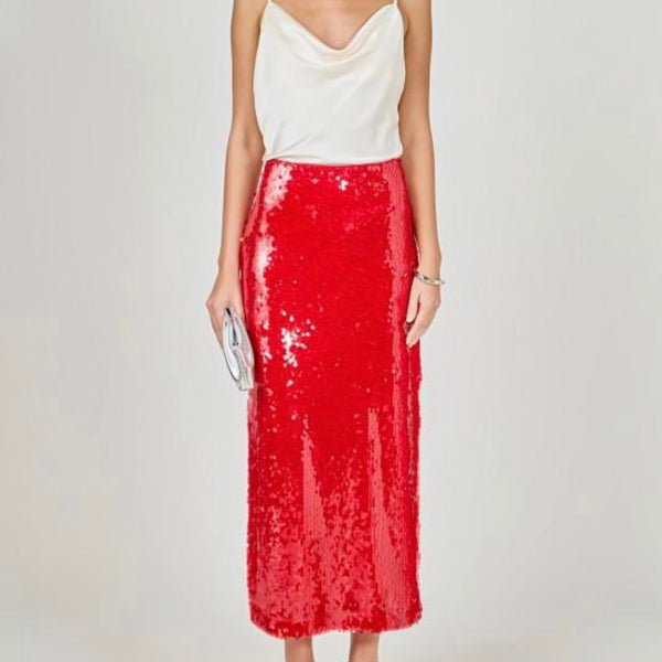 Red Sequin Skirt w/ Slit
