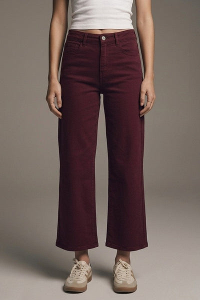 Cropped Burgundy Jeans