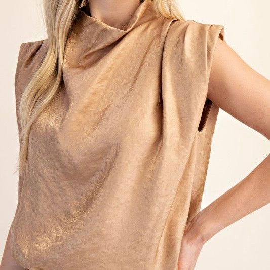 High Neck Satin Top