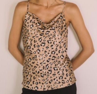 Sleeveless Leopard Satin Top