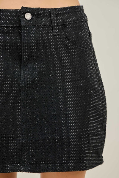 Rhinestones Denim Skirt