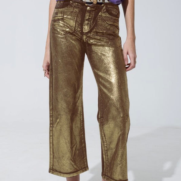 Metallic Brown Denim