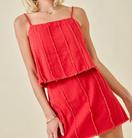 Red Denim Cami Top