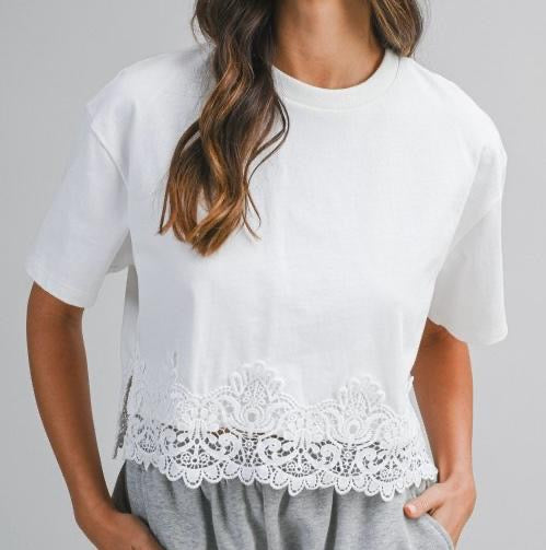 Short Sleeve Lace Crop top