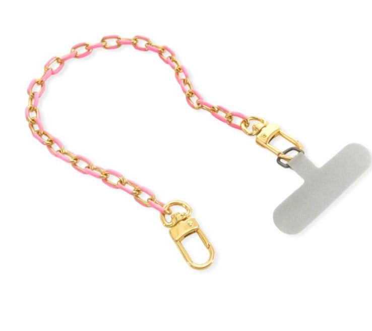 Pink Short Enamel Paperclip Phone Chain