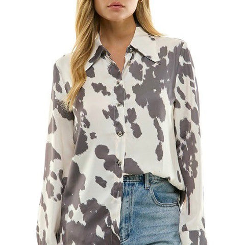 Cow Print Button Up
