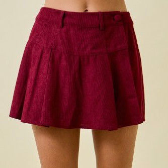 Pleated Flare Skort With Belt Loops