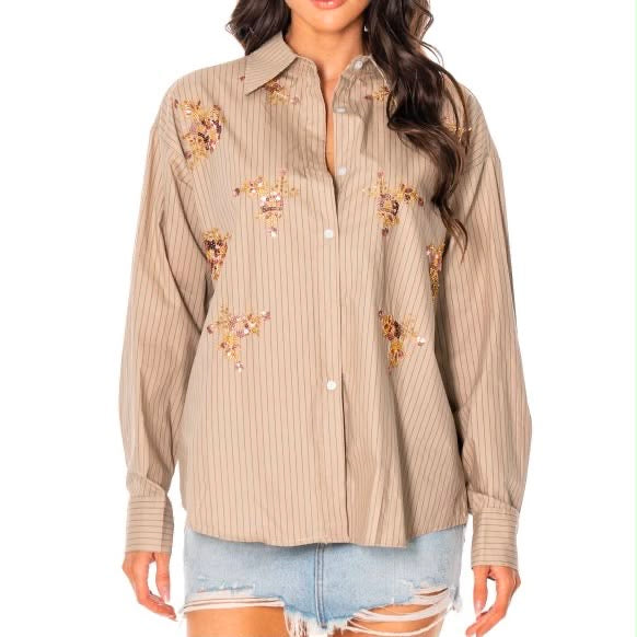 Beige Sequin Blouse