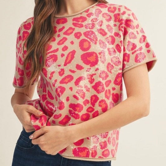 Leopard Sequin Top - Pre Order