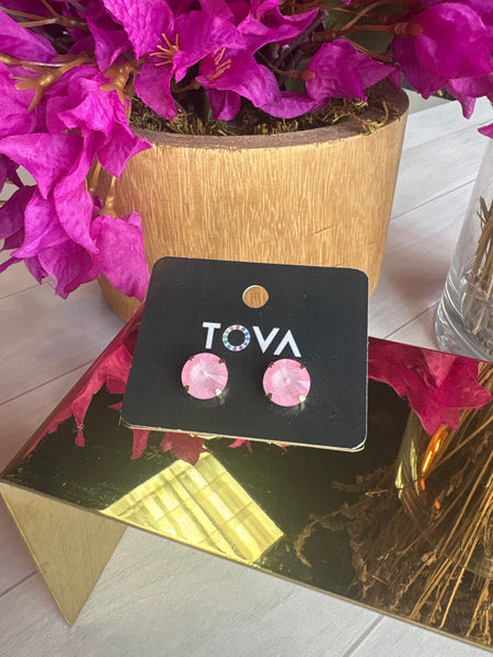 TOVA Large Baby Pink Stud Earrings