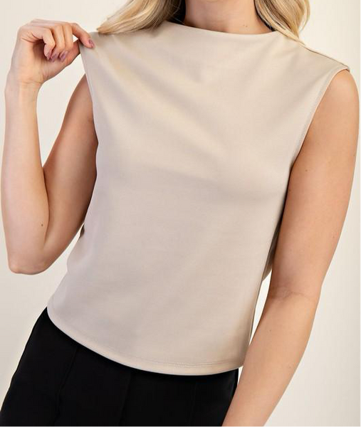 Sleeveless Mock Neck Knit Top