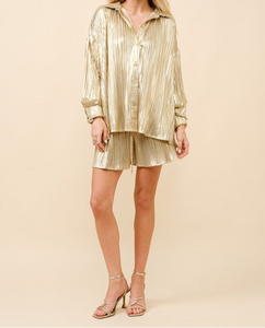 Metallic Pleated Set