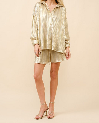 Metallic Pleated Set
