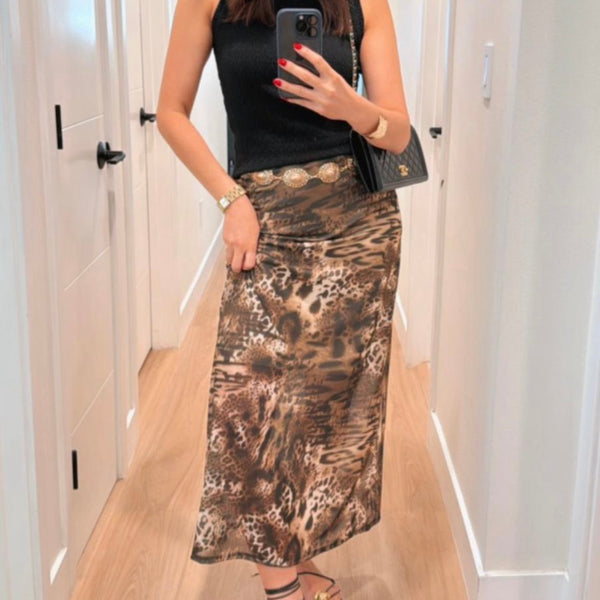 Mesh Print Skirt