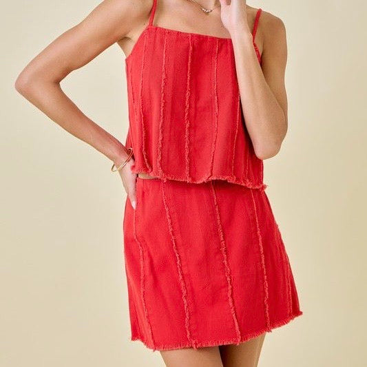 Red Denim Skirt