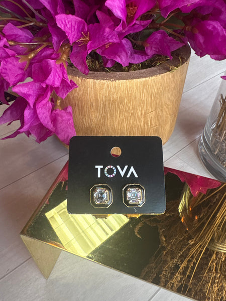 TOVA Black Octagon Stud Earrings