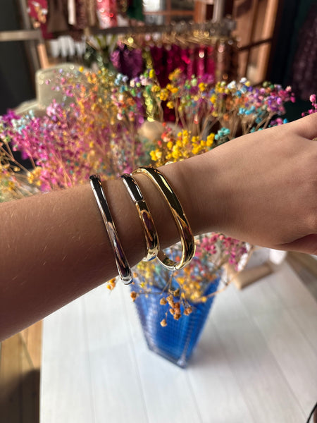Gold and Silver Oval Clasp Cuff