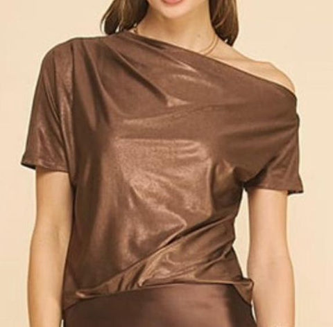 Off-Shoulder Metallic Top