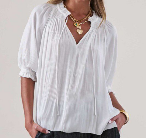 Short Sleeve Tie Front Top