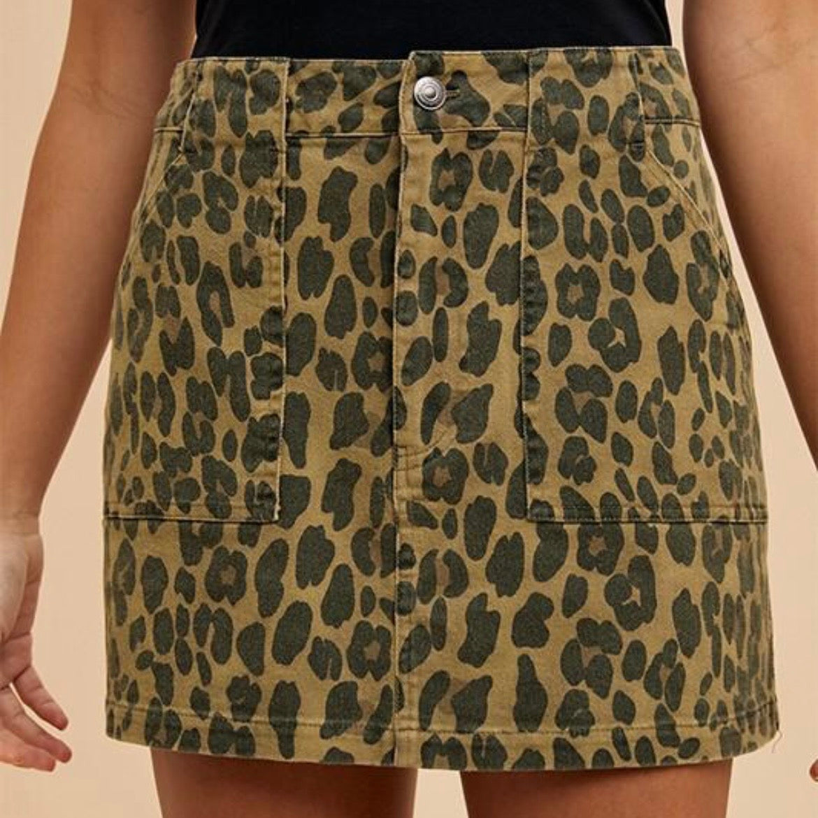 Animal Print Denim Skirt