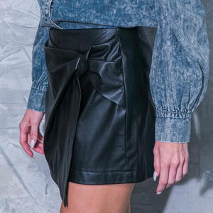 Bow & Leather Skort