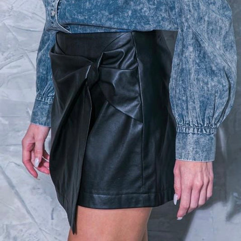 Bow & Leather Skort