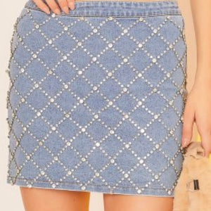 Denim Rhinestone skirt