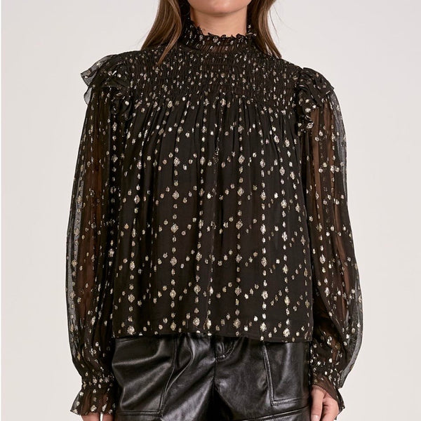 Geo Black Blouse