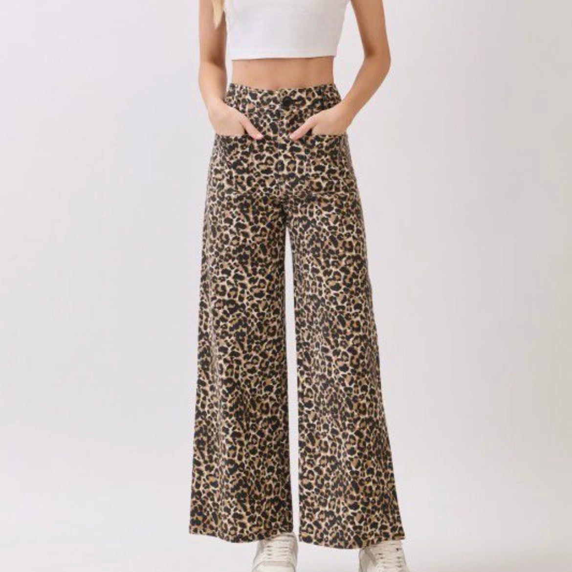 Square Pocket Animal Print Denim