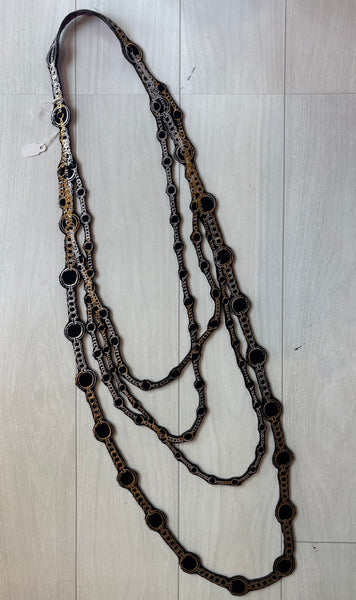 ULI Long Silver and Gold Beads Necklace