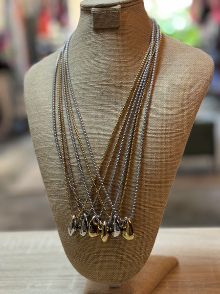 Long Necklace with Drop Pendant