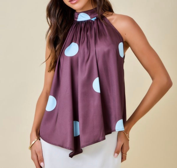 Brown + Blue Halter Top