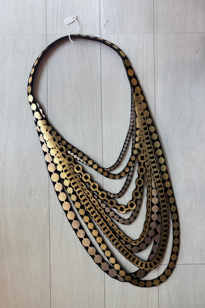 ULI Long Silver and Gold Chain Necklace